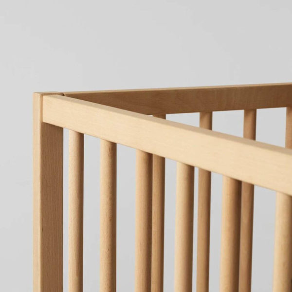 Rent IT Luz Standard Wooden Cot in Beech - Close up of finish - Baby Rental Equipment in the Western Algarve